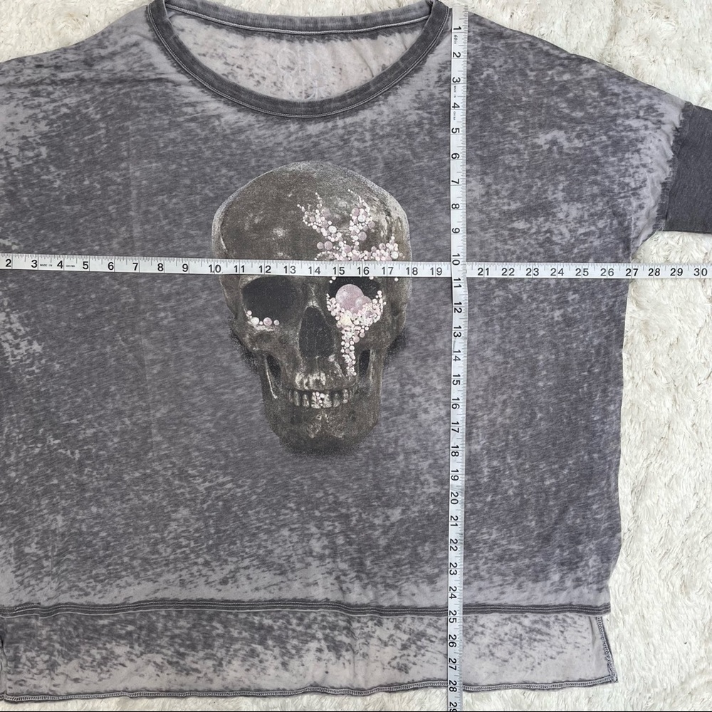 Chaser gray skull graphic burnout tee shirt dropped shoulders size medium - Picture 6 of 8